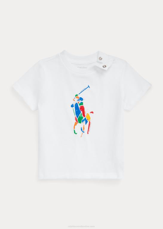 hvid baby Ralph Lauren stor pony t-shirt i bomuldsjersey Z426B8259