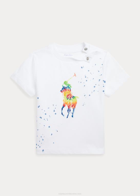 hvid baby Ralph Lauren tie-dye stor pony bomuldsjersey t-shirt Z426B8260