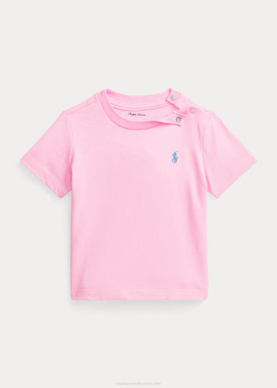 karmel pink baby Ralph Lauren T-shirt med rund hals i bomuldsjersey Z426B8265