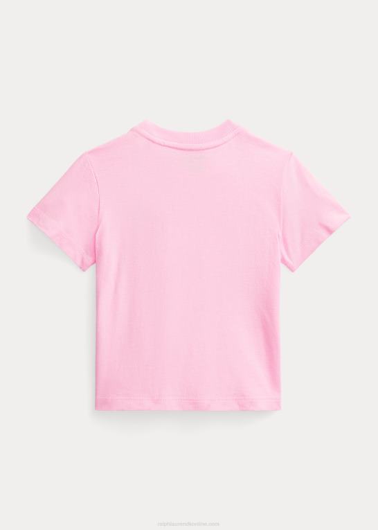 karmel pink baby Ralph Lauren T-shirt med rund hals i bomuldsjersey Z426B8265
