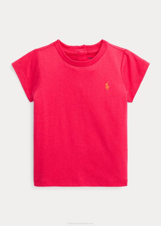 levende pink baby Ralph Lauren T-shirt med rund hals i bomuldsjersey Z426B8270