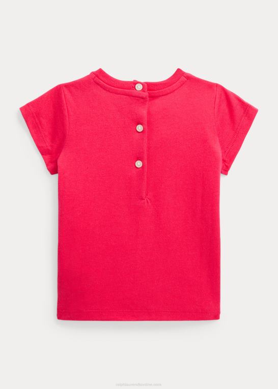 levende pink baby Ralph Lauren T-shirt med rund hals i bomuldsjersey Z426B8270