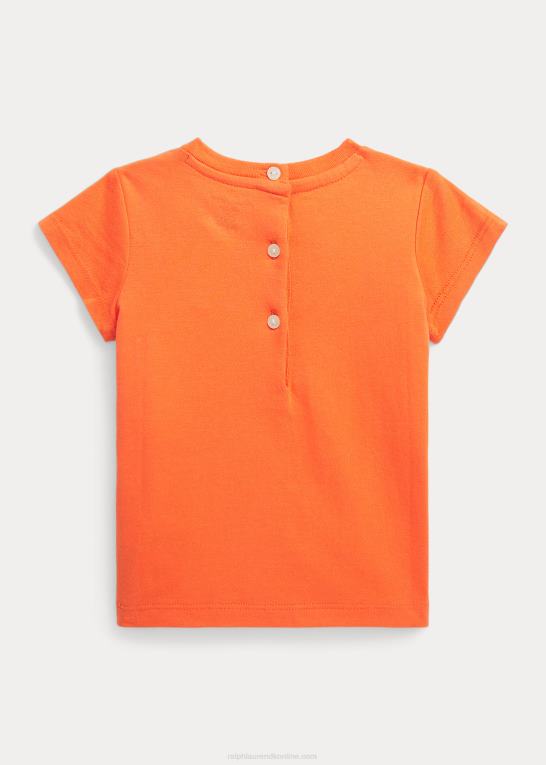 maj orange baby Ralph Lauren T-shirt med rund hals i bomuldsjersey Z426B8271