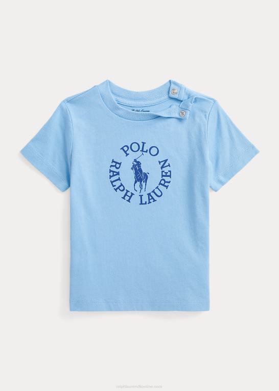 pudder blå baby Ralph Lauren T-shirt i bomuldsjersey med stor pony-logo Z426B7880