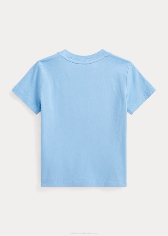 pudder blå baby Ralph Lauren T-shirt i bomuldsjersey med stor pony-logo Z426B7880