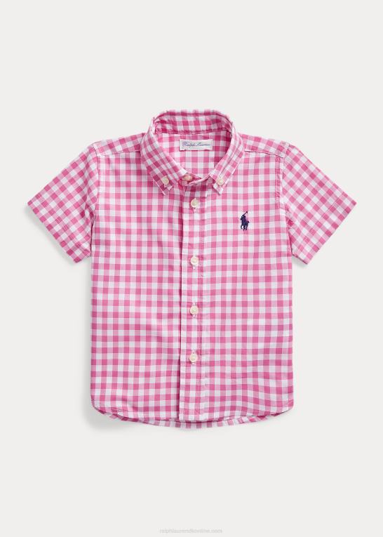 resort rose/hvid baby Ralph Lauren kortærmet skjorte i gingham bomuld Z426B7887