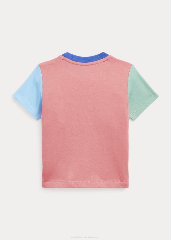 ørkenrose multi baby Ralph Lauren polobjørn farveblokeret bomuldst-shirt Z426B7872