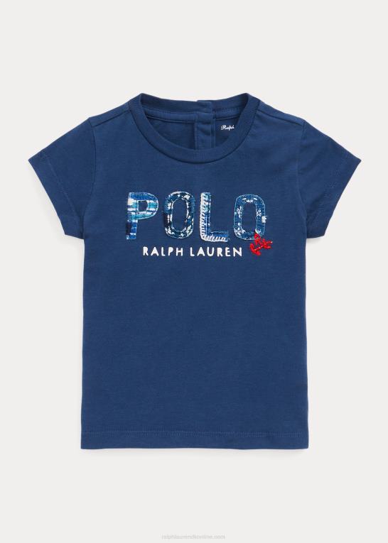 rustik marine baby Ralph Lauren T-shirt i bomuldsjersey med logo Z426B8263