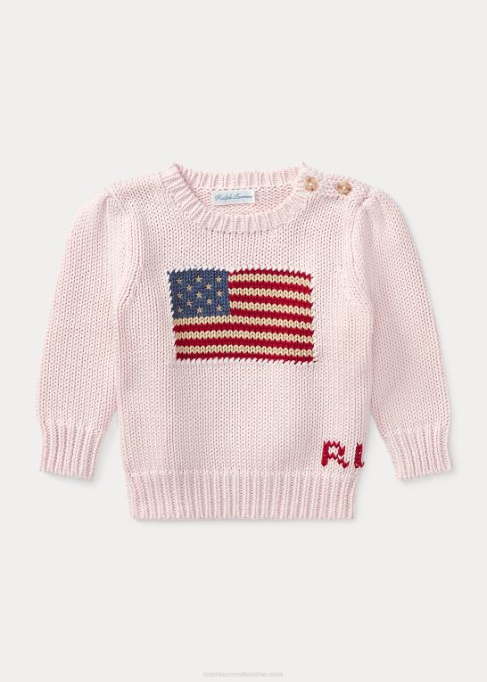 akacie lyserød baby Ralph Lauren flag bomuldstrøje Z426B7986