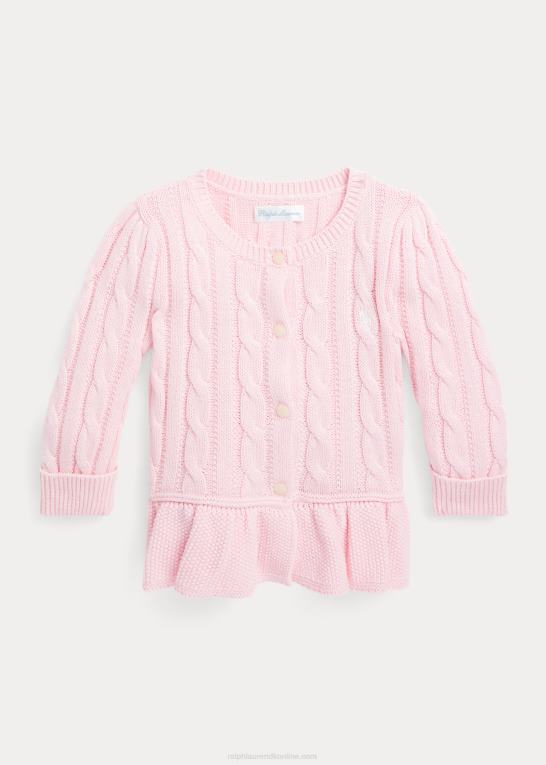 antydning af pink baby Ralph Lauren kabel bomuld peplum cardigan Z426B7992