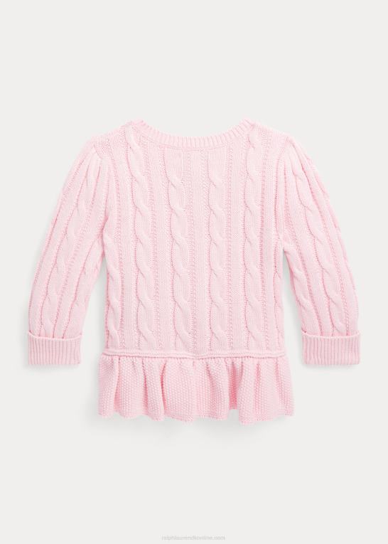 antydning af pink baby Ralph Lauren kabel bomuld peplum cardigan Z426B7992