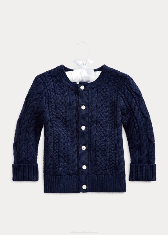 baby Ralph Lauren aran-strikket cardigan i bomuld Z426B8326