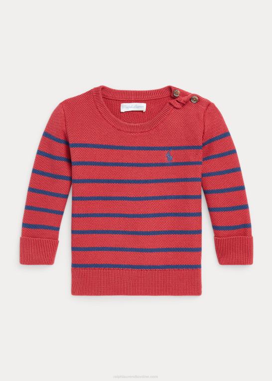 chili peber baby Ralph Lauren stribet mesh-strikket bomuldstrøje Z426B8318