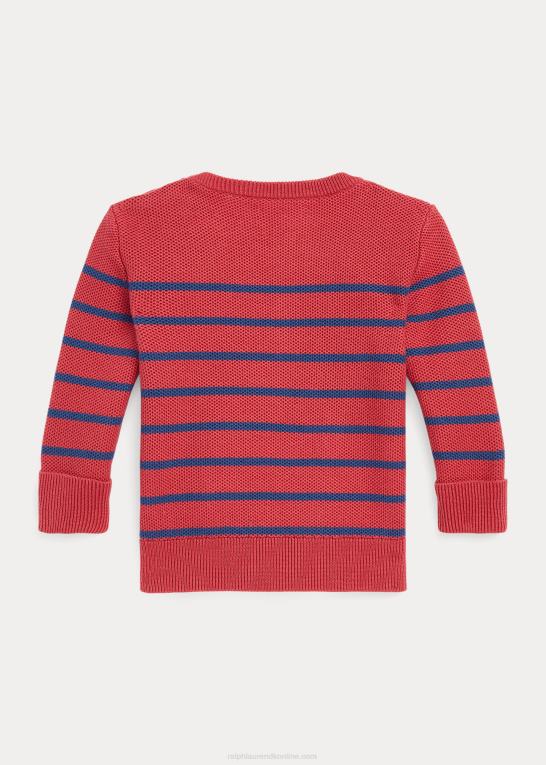 chili peber baby Ralph Lauren stribet mesh-strikket bomuldstrøje Z426B8318