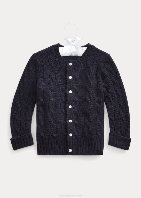 college flåde baby Ralph Lauren kabelstrikket cashmere cardigan Z426B8007