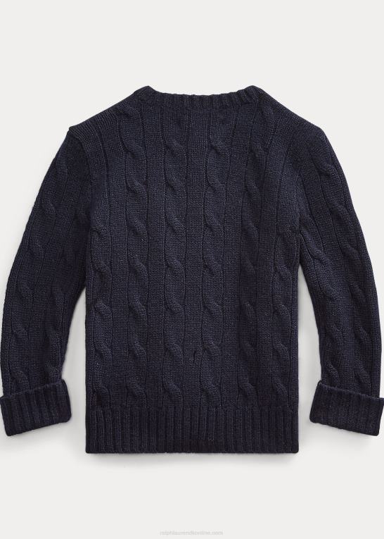 college flåde baby Ralph Lauren kabelstrikket cashmere cardigan Z426B8007