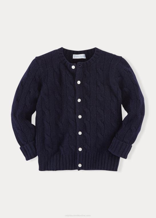 college flåde baby Ralph Lauren kabelstrikket cashmere cardigan Z426B8007