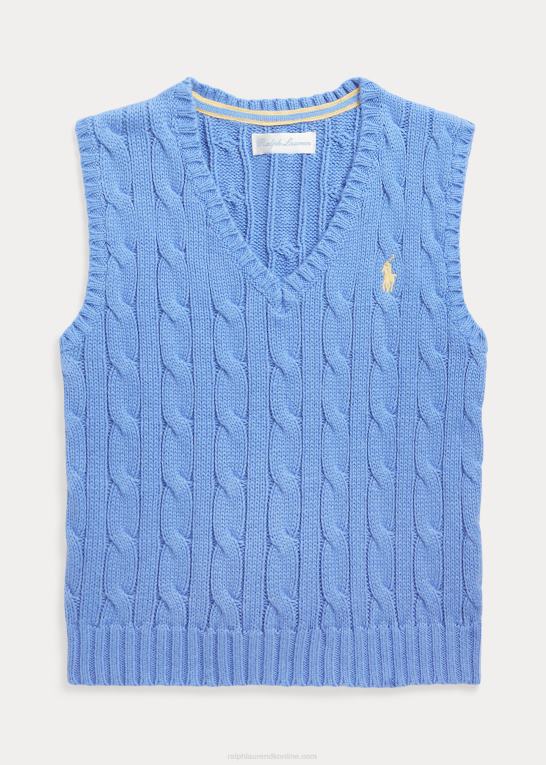 havneø blå baby Ralph Lauren kabelstrikket bomuldstrøjevest Z426B8324
