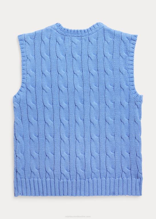 havneø blå baby Ralph Lauren kabelstrikket bomuldstrøjevest Z426B8324