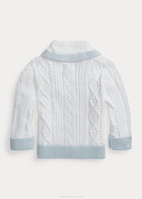 hvid baby Ralph Lauren aran-strikket cardigan i bomuld Z426B8010