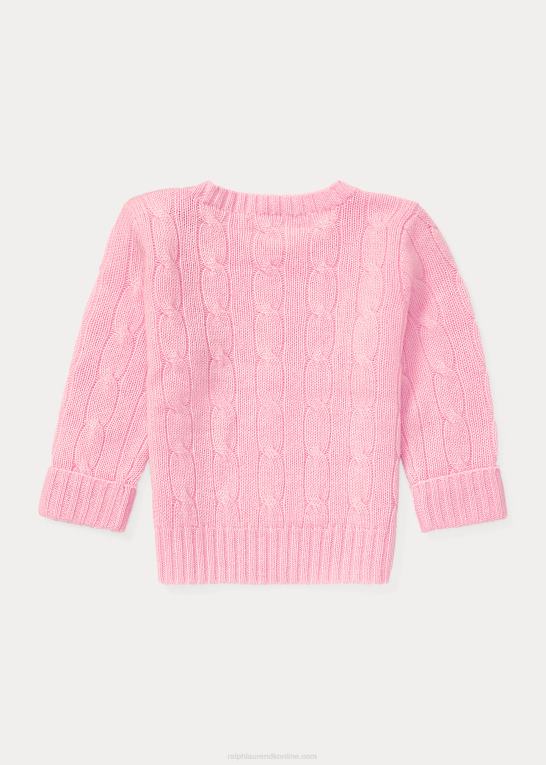 karmel pink baby Ralph Lauren den ikoniske kabelstrikkede kashmirtrøje Z426B7995