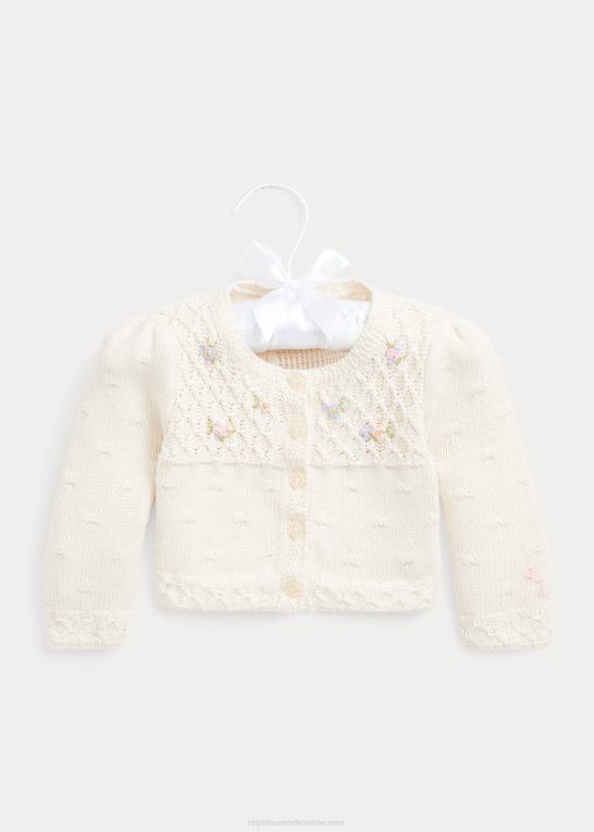klubhuscreme baby Ralph Lauren blomstret cardigan i bomuld Z426B8011