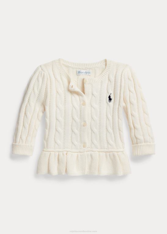 klubhuscreme baby Ralph Lauren kabel bomuld peplum cardigan Z426B10036