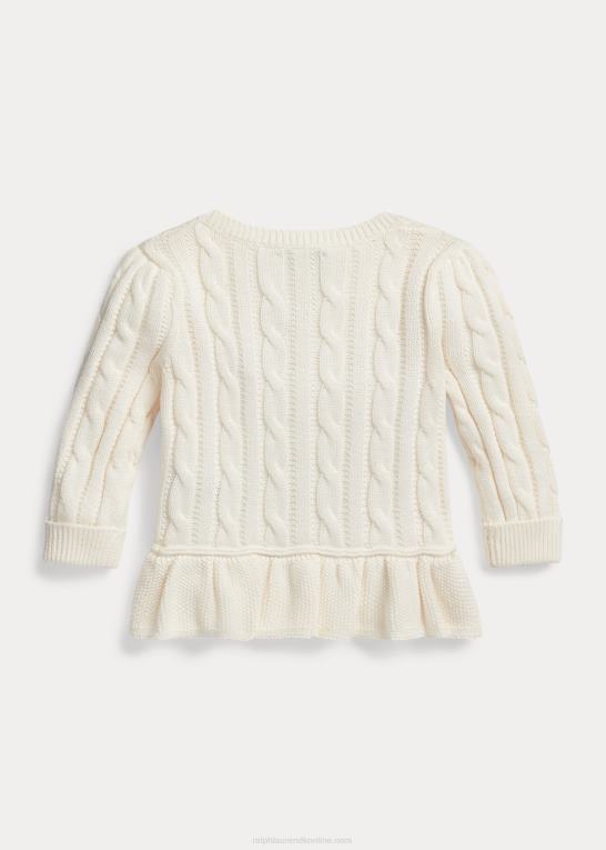 klubhuscreme baby Ralph Lauren kabel bomuld peplum cardigan Z426B10036