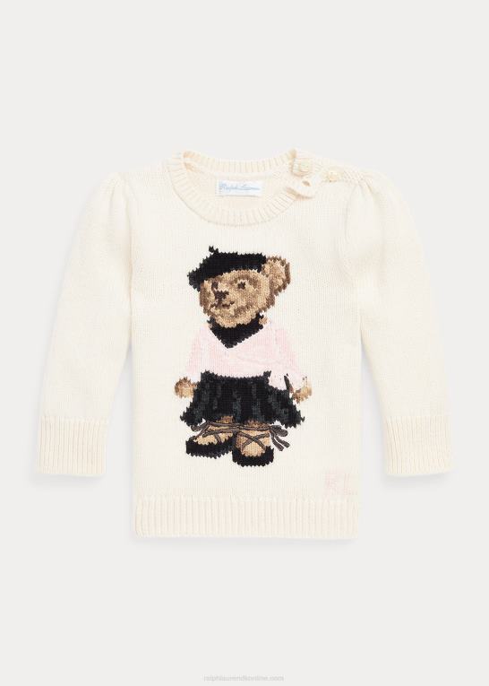 klubhuscreme baby Ralph Lauren polobjørn sweater i bomuldsblanding Z426B8317