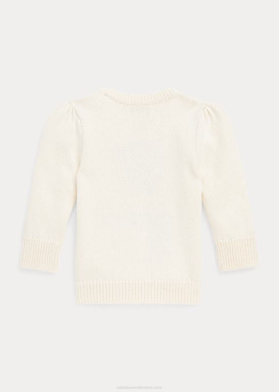 klubhuscreme baby Ralph Lauren polobjørn sweater i bomuldsblanding Z426B8317