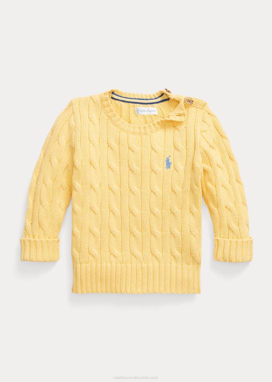 majs gul baby Ralph Lauren kabelstrikket bomuldstrøje Z426B8314
