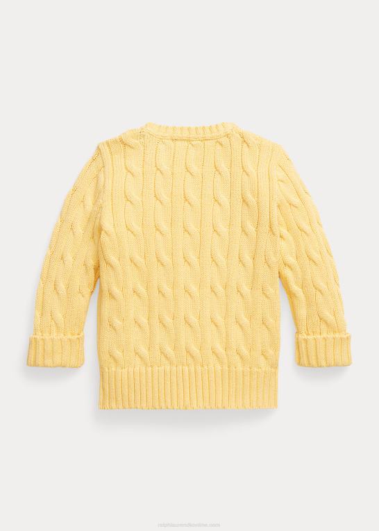 majs gul baby Ralph Lauren kabelstrikket bomuldstrøje Z426B8314