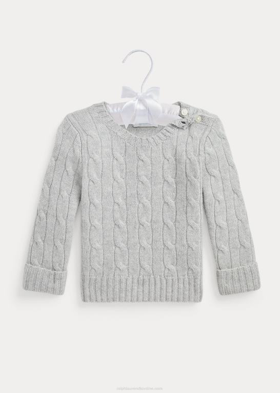 mellemgrå lyng baby Ralph Lauren den ikoniske kabelstrikkede kashmirtrøje Z426B7994