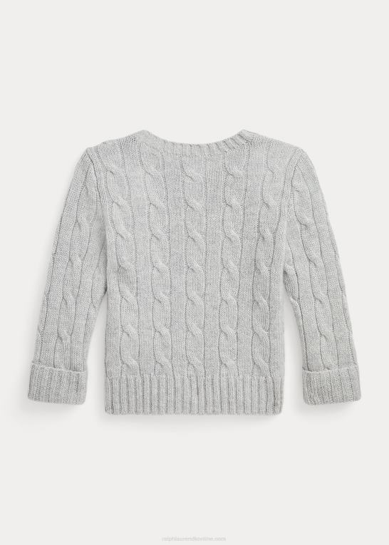 mellemgrå lyng baby Ralph Lauren den ikoniske kabelstrikkede kashmirtrøje Z426B7994