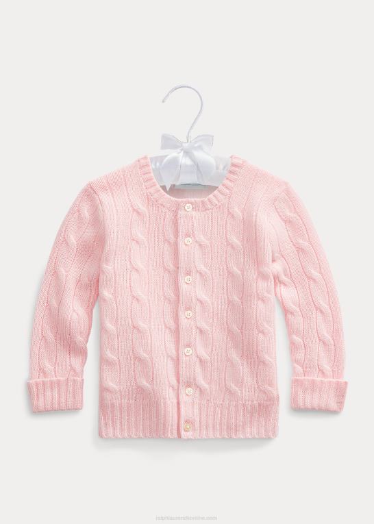 morgen pink baby Ralph Lauren kabelstrikket cashmere cardigan Z426B8004