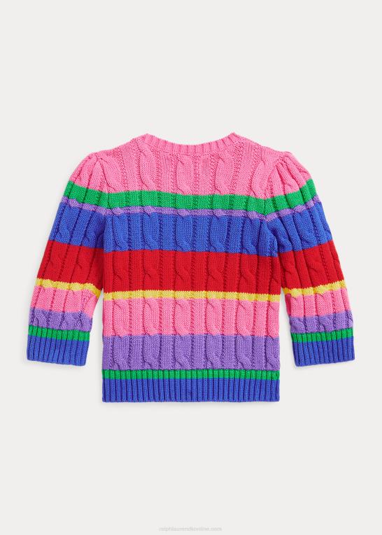 ny irsk multi baby Ralph Lauren stribet kabelstrikket bomuldstrøje Z426B7989