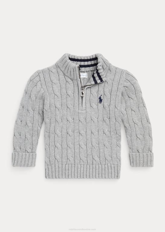 og over lyng baby Ralph Lauren kabelstrikket bomuldstrøje med kvart lynlås Z426B8322