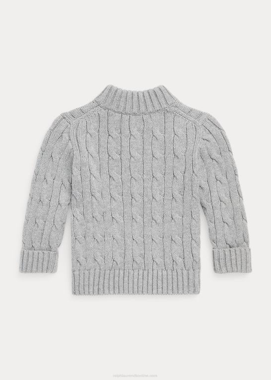 og over lyng baby Ralph Lauren kabelstrikket bomuldstrøje med kvart lynlås Z426B8322