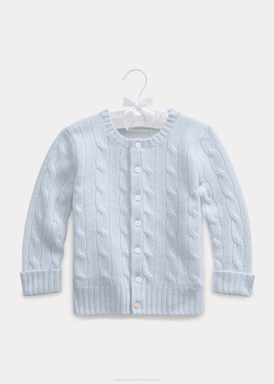 perleblå baby Ralph Lauren kabelstrikket cashmere cardigan Z426B8003