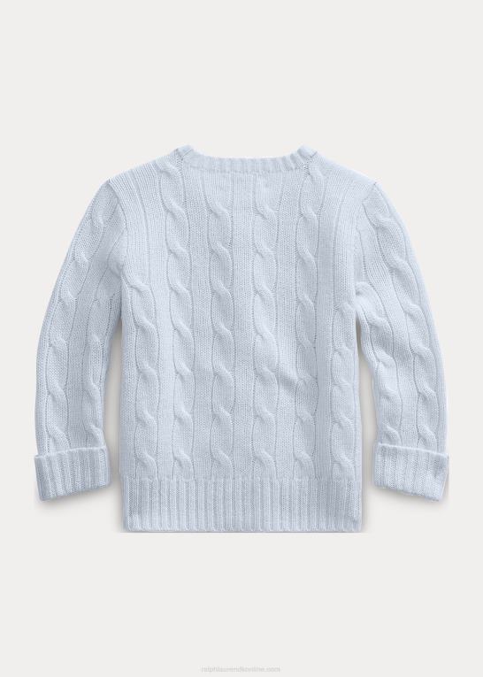 perleblå baby Ralph Lauren kabelstrikket cashmere cardigan Z426B8003