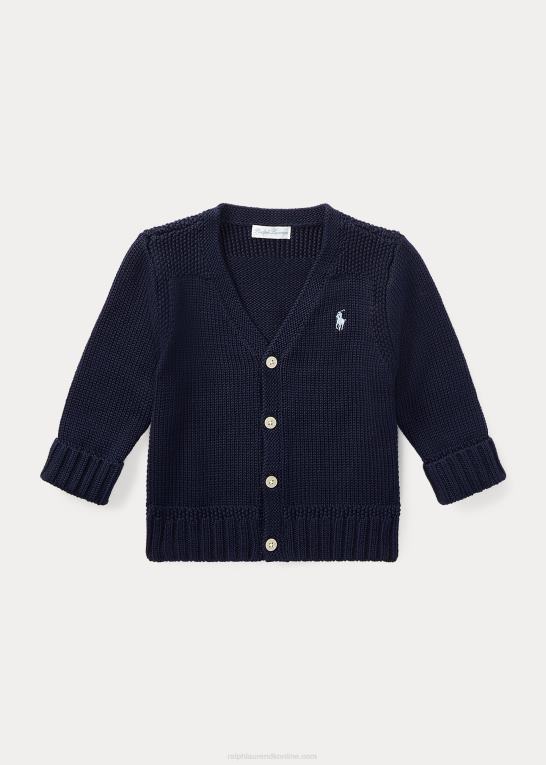 raffineret flåde baby Ralph Lauren cardigan i bomuld med v-hals Z426B7993