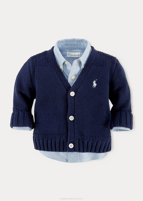 raffineret flåde baby Ralph Lauren cardigan i bomuld med v-hals Z426B7993