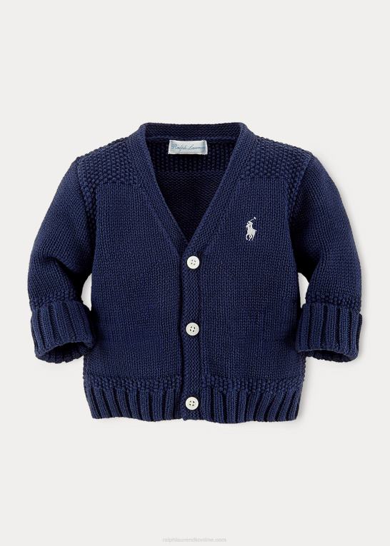 raffineret flåde baby Ralph Lauren cardigan i bomuld med v-hals Z426B7993