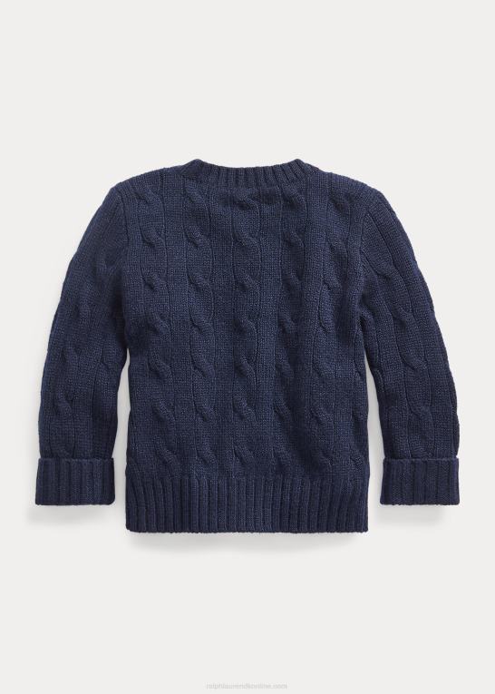 raffineret flåde baby Ralph Lauren den ikoniske kabelstrikkede kashmirtrøje Z426B7999