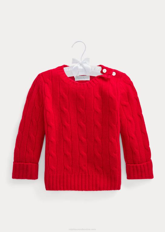 rl2000 rød baby Ralph Lauren den ikoniske kabelstrikkede kashmirtrøje Z426B8000