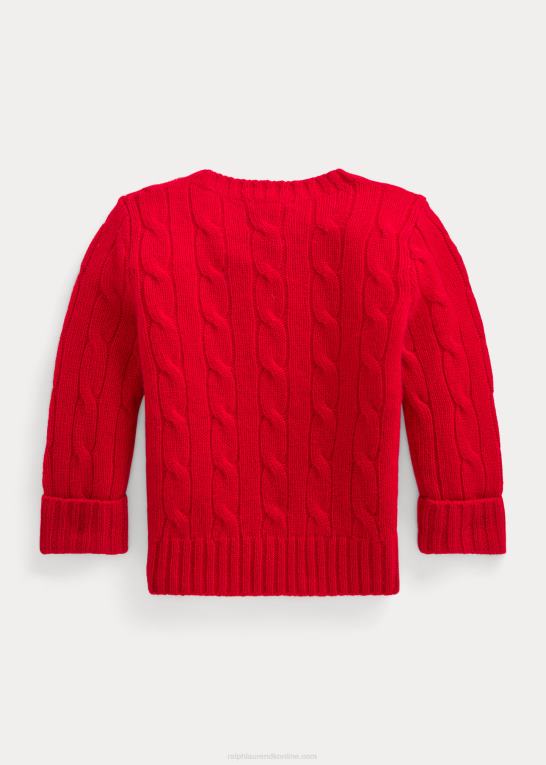 rl2000 rød baby Ralph Lauren den ikoniske kabelstrikkede kashmirtrøje Z426B8000