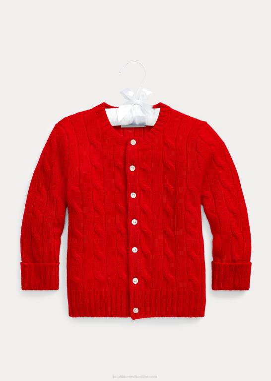 rl 2000 rød baby Ralph Lauren kabelstrikket cashmere cardigan Z426B8008