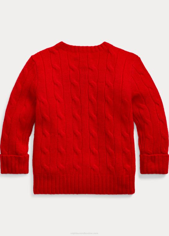 rl 2000 rød baby Ralph Lauren kabelstrikket cashmere cardigan Z426B8008