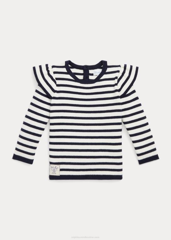 rl flåde/klubhus creme baby Ralph Lauren stribet flæser bomuldstrøje Z426B8320