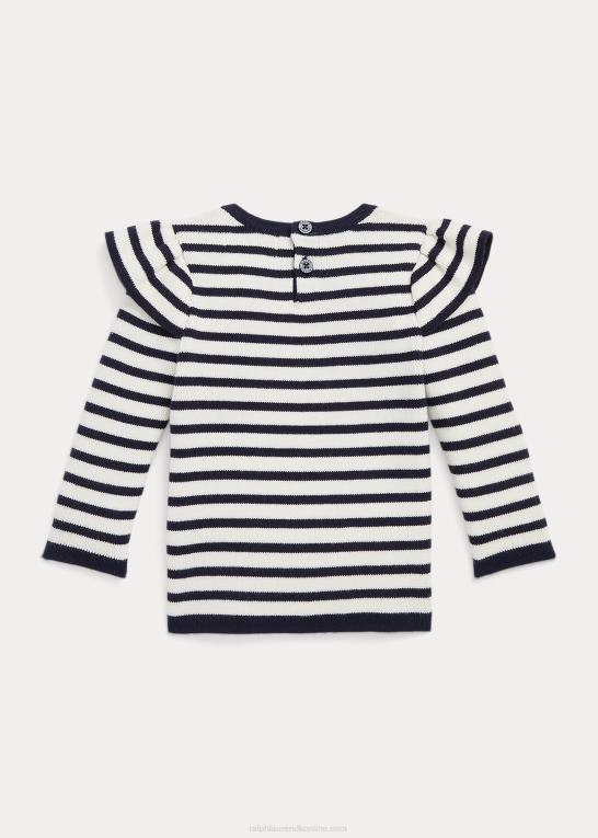 rl flåde/klubhus creme baby Ralph Lauren stribet flæser bomuldstrøje Z426B8320